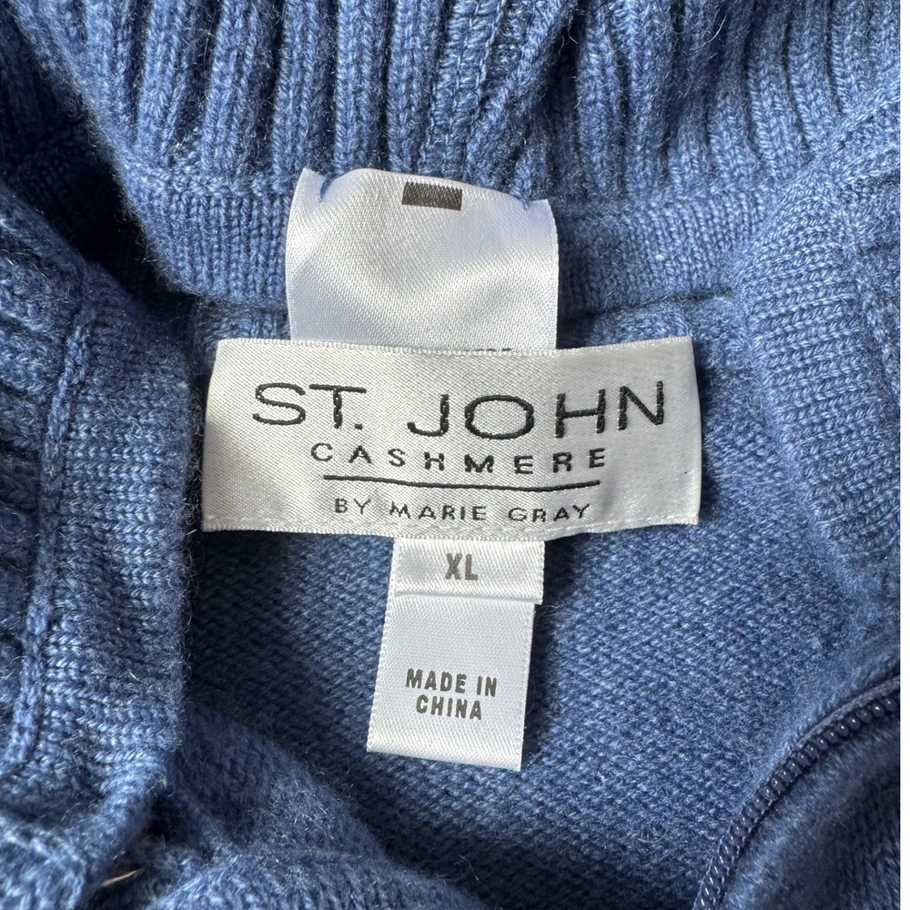 St John Cashmere 3 Piece Hoodie Jacket Tank Pants Suit Set Blue L XL Vintage - Picture 11 of 13